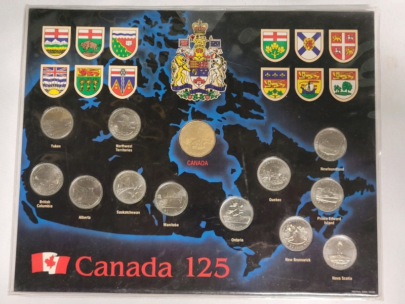 1992 (1867-) Canadian Provincial Quarter & Loonie Coin Set with Display Card