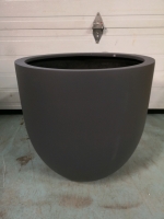 New Green Theory Fiberglass Bowl Planter - D22" & H20.5" Matte Grey AS IS