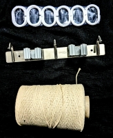 10.4" Long TSMINO SUS304 Wall Hook/Broom & Mop Holder, 6.5" Tall Spool of Thick Utility String & 12 New Plastic Shower Hooks