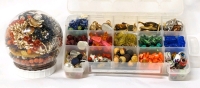 Assortment of Beads & Jewelry Findings in Organizer Box & Unsorted Jewelry in Clear DIY Snow Globe