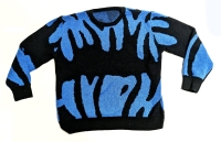New Lightweight Knitted Graphic Color Block Sweater (Size 2XL : Ladies / Teens)