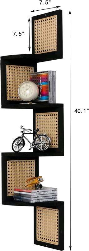 RongFeng Floating Corner Shelves (Black)