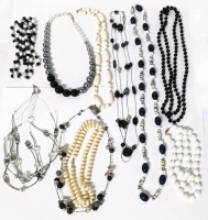 Vintage to Newer Necklaces : Grayscale, Black, White & Metallic in Various Materials (Glass, Paper, Metal +)