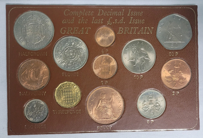 Great Britain Complete Decimal Issue and the Last &pound;.s.d. Issue Coin Set