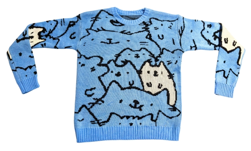 New Adorable Knitted Cartoon Cat Sweater (Size Ladies XL)