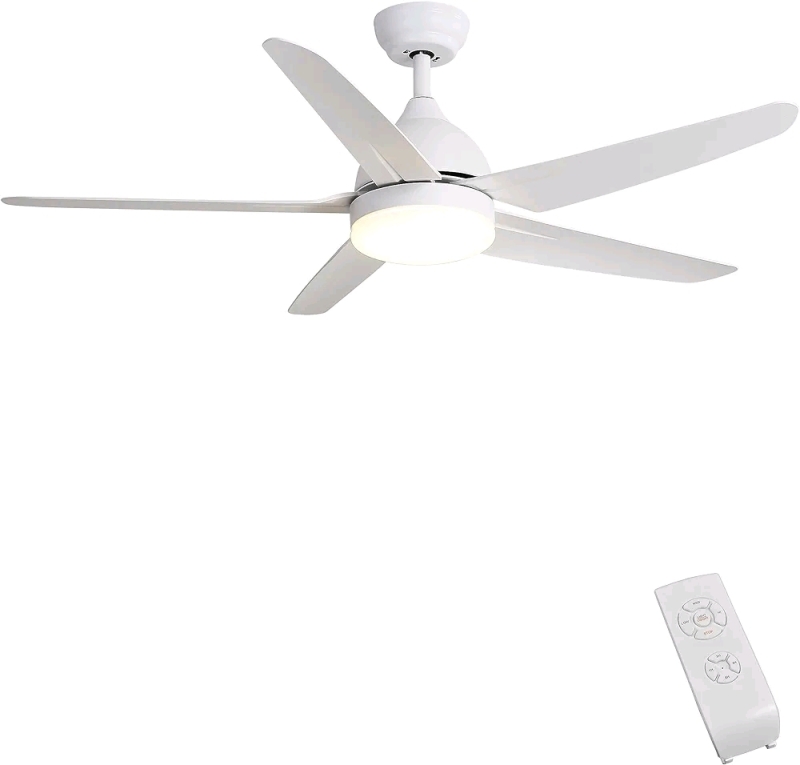Like New FINXIN Indoor Ceiling Fan Light Fixture - White with Remote - FXCF15