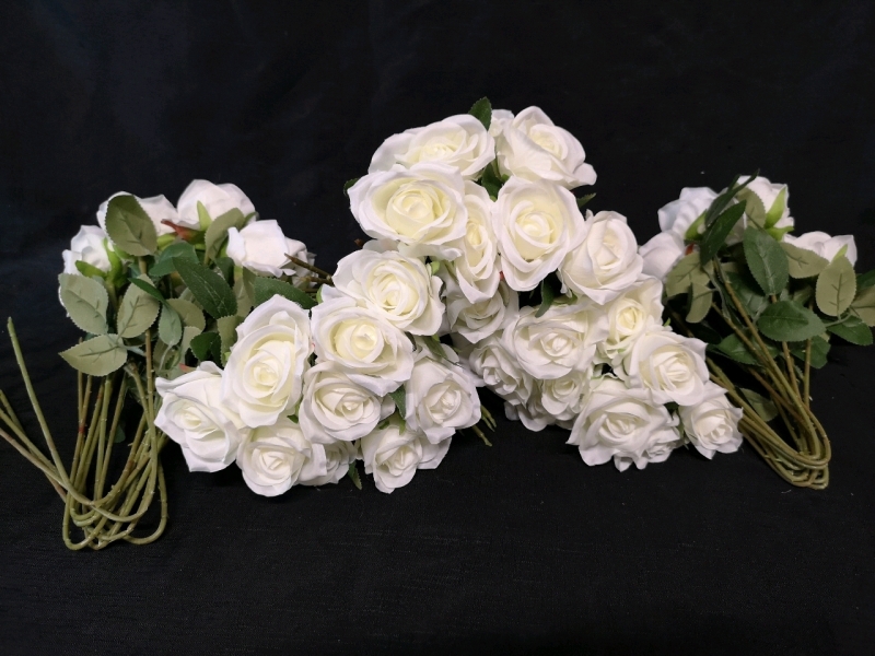 50 New Artificial White Roses - 20" long