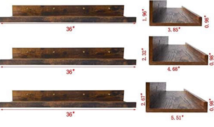 New Giftgarden 36 Inch Large Floating Shelves for Wall Set of 3