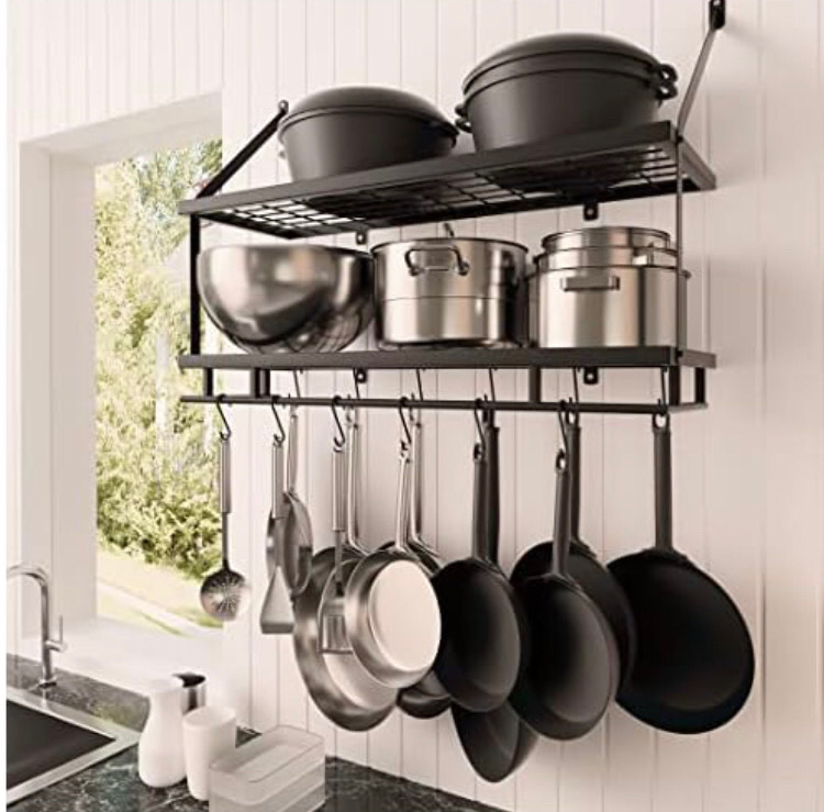 New KES Pot Rack 30 Inches Kitchen Pot and Pan Organizer Rack 2-Tier