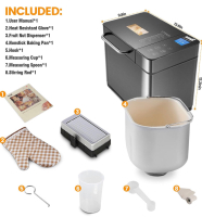 New KBS 17-in-1 Bread Maker-Dual Heaters