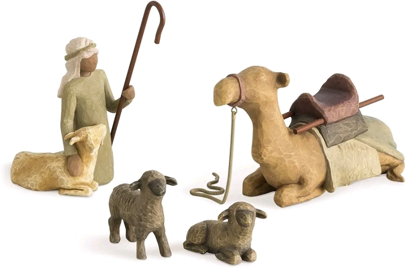 New Willow Tree Shepherd and Stable Animals, 4-piece set of figures by Susan Lordi 26105