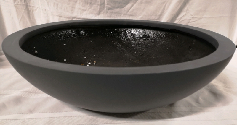 New Green Theory Fiberglass Low Bowl Planter - D19" & H5" Matte Grey