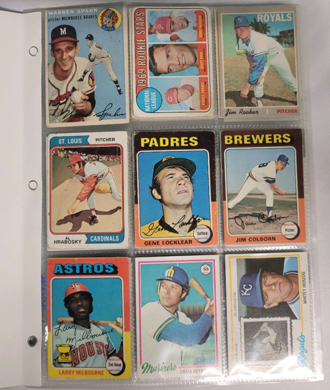 1954 , 1969 - 1991 Topps MLB Baseball Trading Card Singles . Includes 1954 Warren Spahn