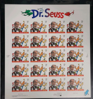 2003 US Postal ' Dr. Seuss , Theodor Seuss Geisel ' Postage Stamp Sheet , 37 Cent Stamps