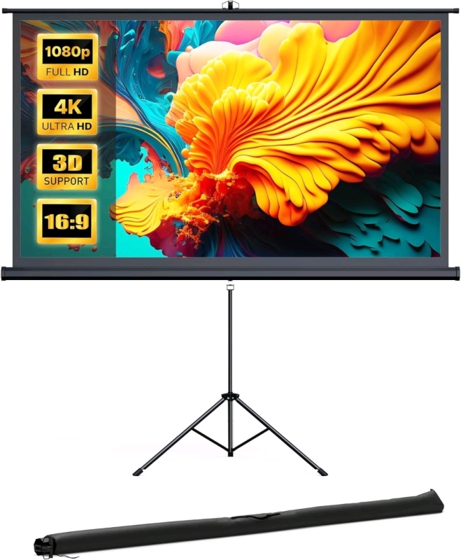 New 100" Projector Screen and Stand, HYZ Large Indoor / Outdoor PVC Movie Projection Screen