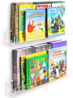 New NIUBEE 2-Pack Clear Acrylic Floating Wall Shelves 24"L x 3.5"W x 3"T