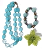 Terrific in Turquoise Chunky Necklace & Bracelet + Beautiful Beaded Brooch - 2