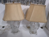 Vintage Pair of Glass Table Lamps - Working