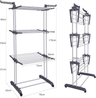 New Bigzzia Clothes Drying Rack Folding Clothes Rail 4 Tier Clothes Horses Rack