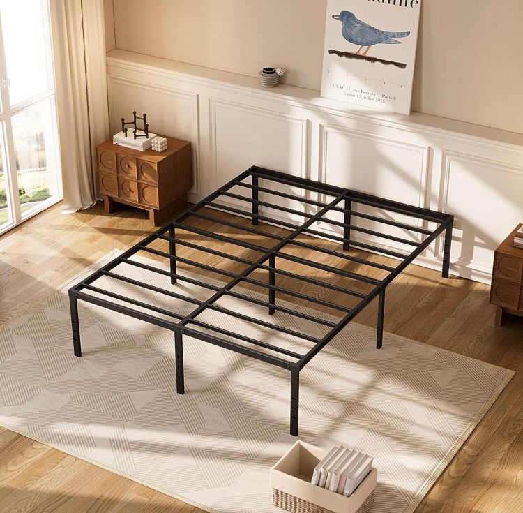 Jebosam Easy Assembly Black 14 inch Metal Bed Frame Full Size