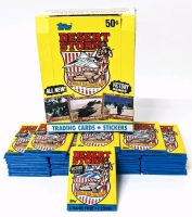 Vintage 1991 TOPPS Desert Storm Coalition for Peace Victory Series Retail Display Box and 36 Sealed Wax Packs (8 Cards + 1 Sticker Per Pack, 288 Cards Total)