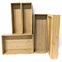 Set of 5 BAMOTTO CRAFTBAMBOO Stackable l Drawer Organizers 2.1" Tall