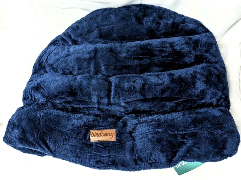PLS Birdsong The Original Cuddle Pouch Pet Bed (Medium), Dog Cave / Cozy Covered Hooded Pet Bed for Burrowing Cats and Dogs, Blue 25" x 22" x 4" Tall at Rest