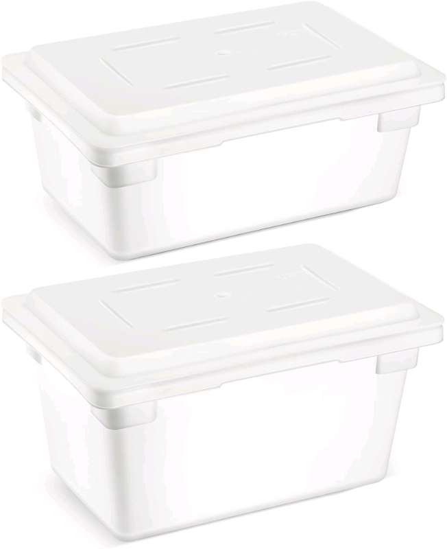 New Barydat 2 Pack Food Storage Box Totes, Freezer and Dishwasher Safe Commercial Food Storage Containers, Storage Bins with Lids (5 and 3.5 Gallon)