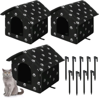 New 3-Pack Soaoo Cat Houses with Stakes (13.8 x 11.8 x 13.8 in ea)