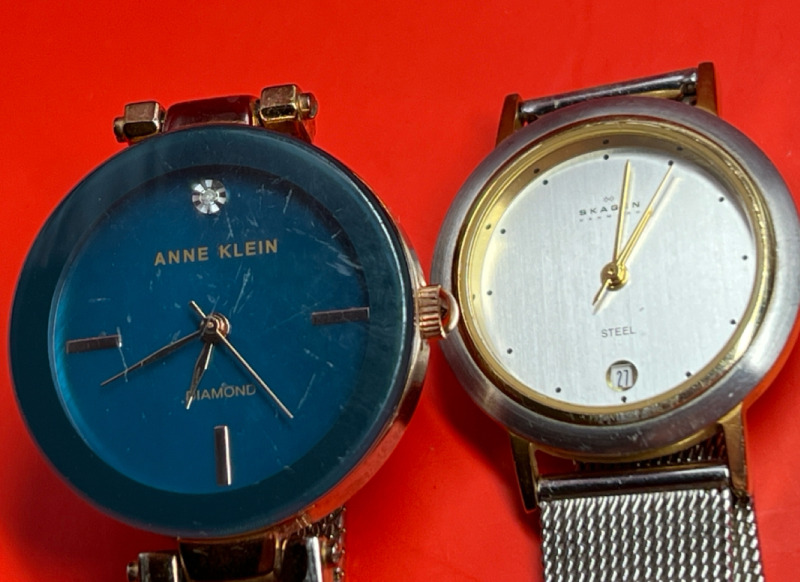 Vintage SKAGEN Denmark & Anne Klein Diamond Accent Watch
