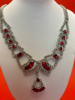 Red and Clear Rhinestone Necklace