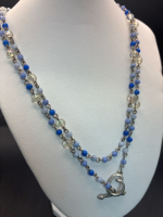 Oscar De La Renta Signed Toggle Necklace shades Blues AB clear