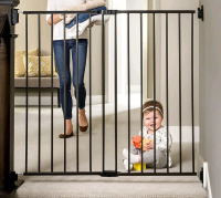 New - Regalo Extra Tall Easy Swing Stairway and Hallway Walk Through Baby Gate, Black
