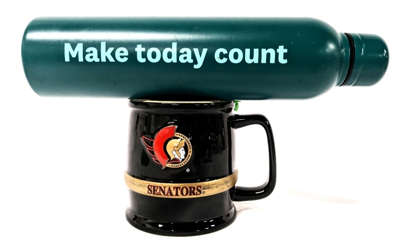 Ottawa Senators Ceramic Coffee Mug (Approx 20oz) & 780ml Water Bottle "Make Today Count"