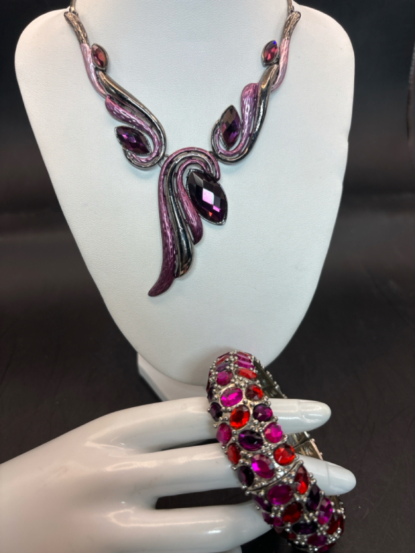 Peacock Enamel Rhinestone Modern Necklace Bracelet