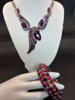 Peacock Enamel Rhinestone Modern Necklace Bracelet