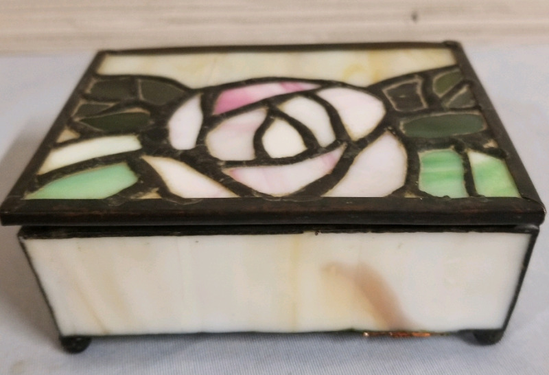Small stained glass trinket box