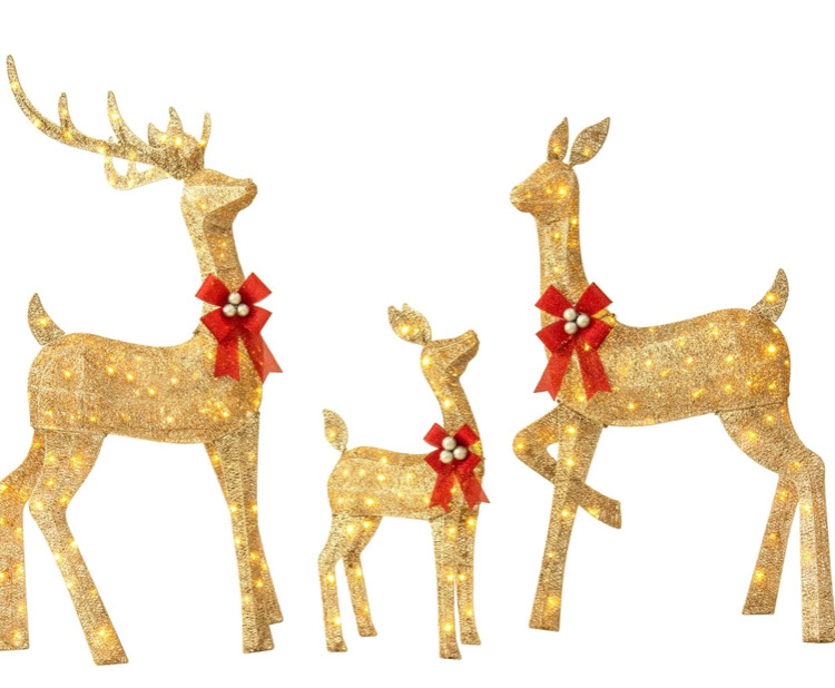 New Jingle Joy 5ft Large Twinkle Lighted Outdoor Christmas Deer Set with LED Lights