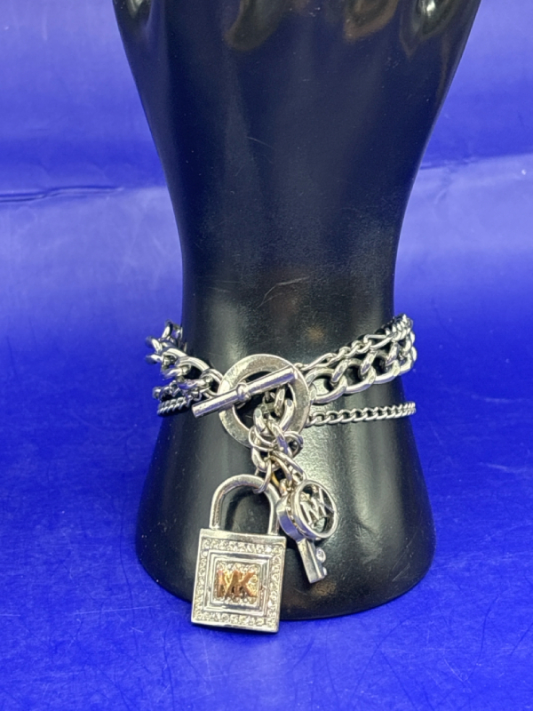 Michael Kors Rhinestone Lock & Key Toggle Bracelet