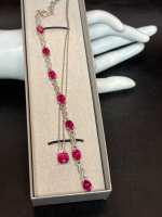 925 Sterling Pink Sapphire Necklace & Line Bracelet