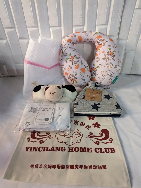 Baby Care Lot - Bags, Neck Pillow, Beanies and More.