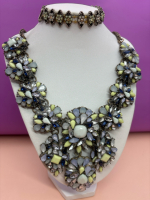 ZARA Necklace Chunky Ornate Blue Yellow Green Beads Bracelet