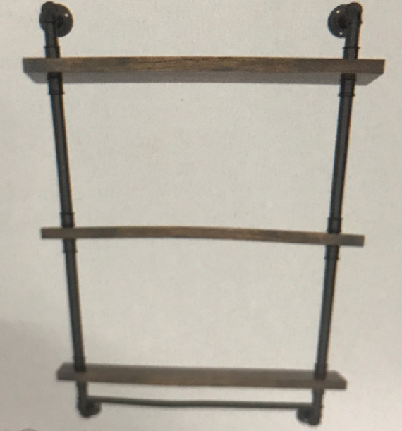 Helsin Industrial Pipe Shelves 3 Tier