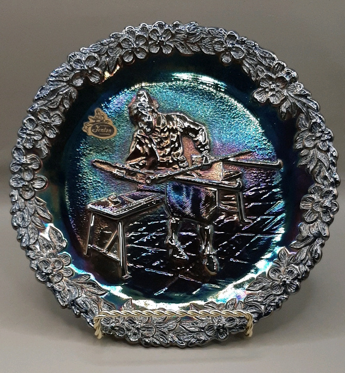 Vintage Fenton 8.25" Amethyst Carnival Glass Craftsmen Glass Maker Plate
