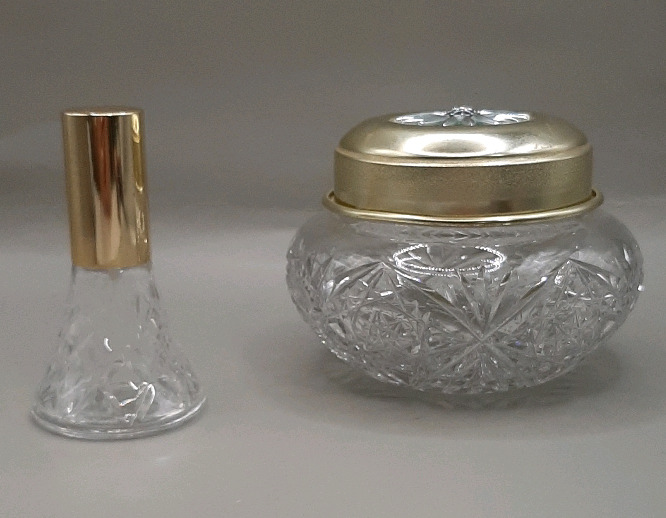 Vintage 3.5" Royal Brierly Perfume Bottle Crystal Dresser Jar