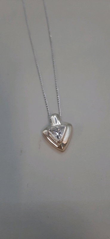 Vintage 925 Sterling and CZ Pendant on 16" Sterling Silver Chain