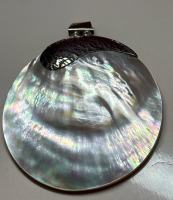 925 Sterling Silver & Mother of Pearl Statement Round Pendant