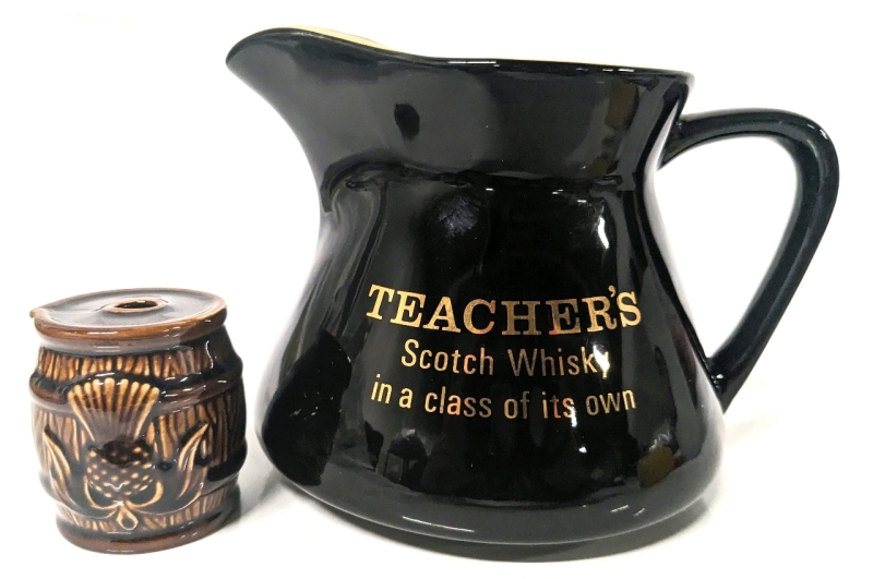 BESWICK Whiskey Decanter 2.25" Tall & WADE Teacher's Scotch Whiskey Pub Jug 4.7" Tall,