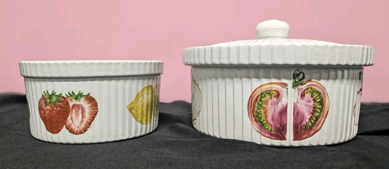 T.G. GREEN England "Harvest Festival" Souffle Dish 6.75" x 3.5" & Covered Casserole Dish 9" x 4.2"