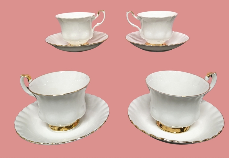 Royal Albert England "Val D'Or" Tea Cups & Saucers (4 each)